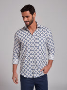 CAMISA LINHO AZUL MANGA COMPRIDA REGULAR FIT MR. BLUE