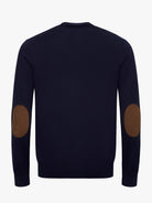 PULLOVER ALGODÃO AZUL COM COTOVELEIRA REGULAR FIT MR. BLUE