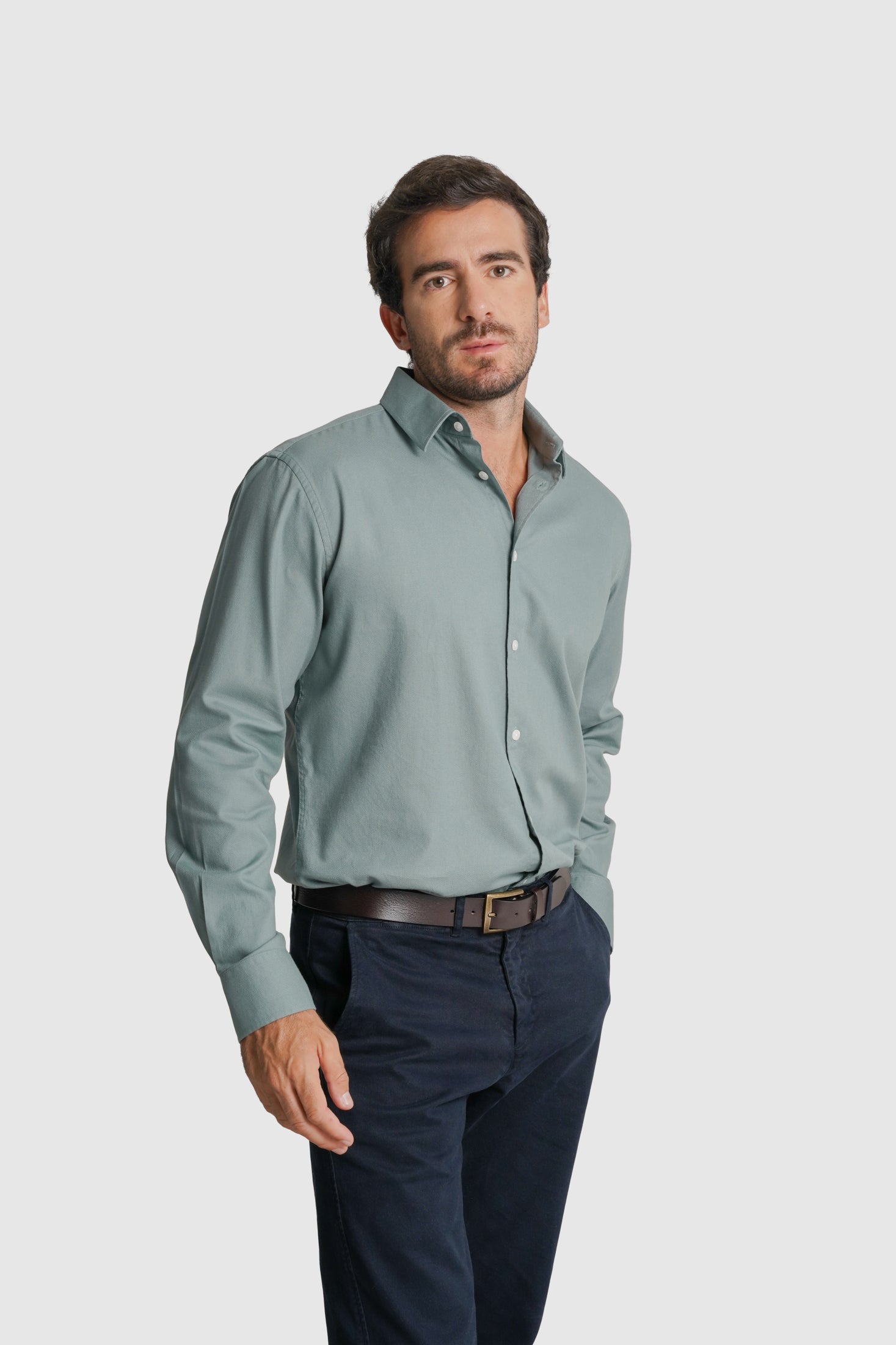 CAMISA ALGODÃO REGULAR FIT VERDE LISA MARK BELLUCCI
