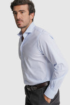 CAMISA ALGODÃO SLIM FIT AZUL RISCAS MR. BLUE