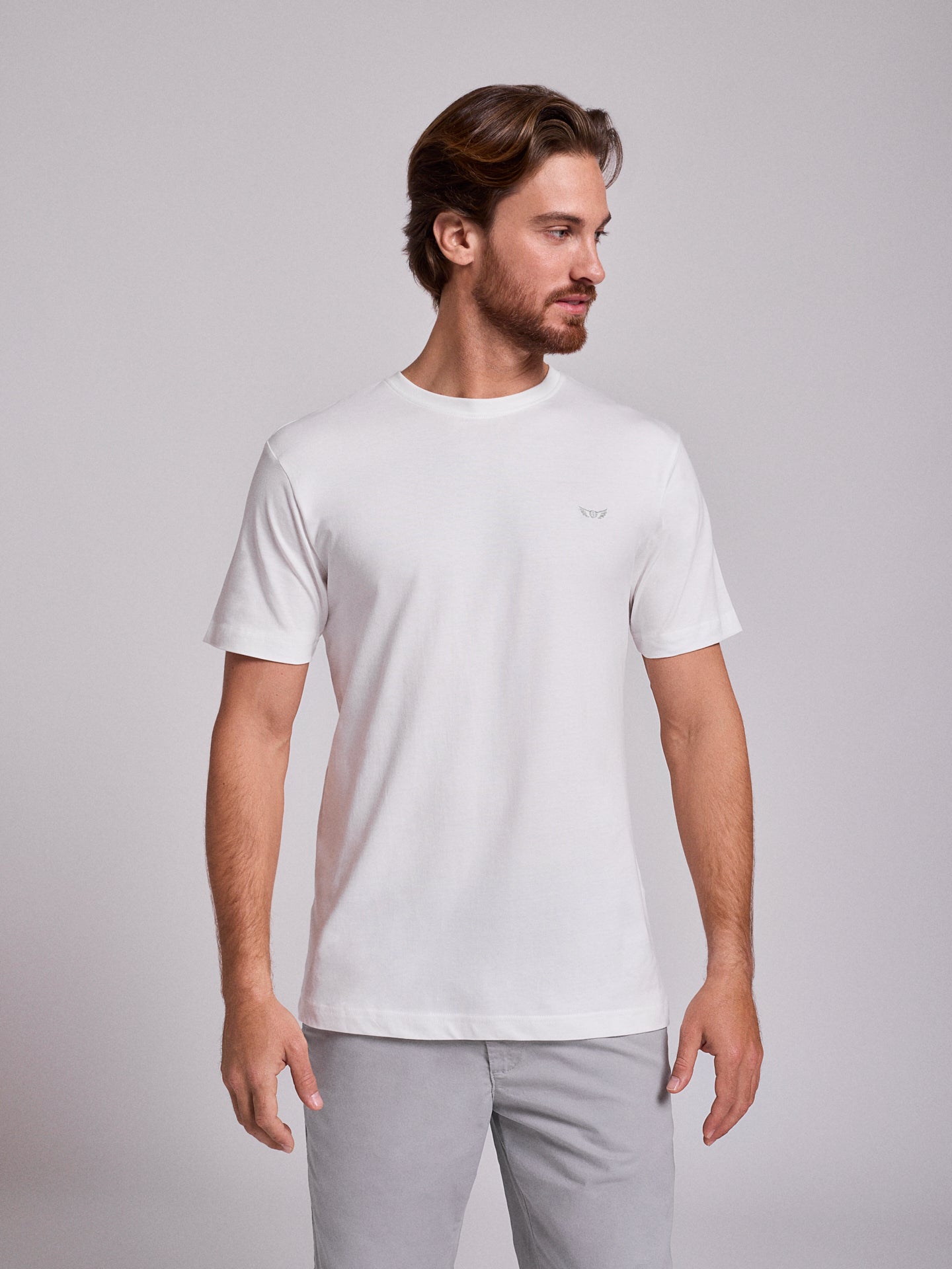 T-SHIRT ALGODÃO BRANCA MANGA CURTA REGULAR FIT MR. BLUE