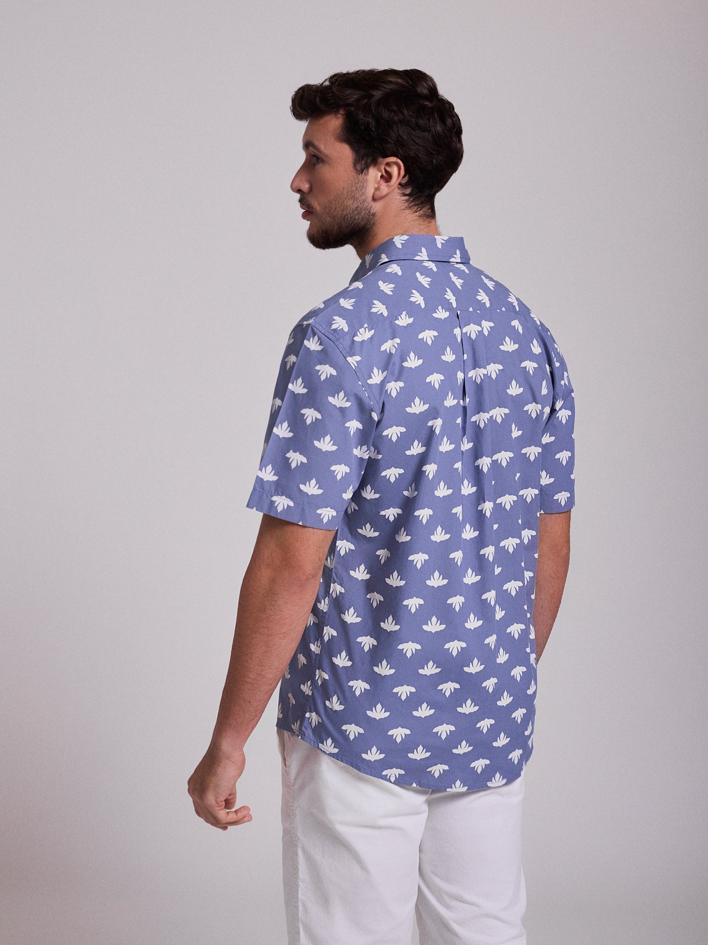 Camisa Algodão Azul Manga Curta Regular Fit Mr. Blue