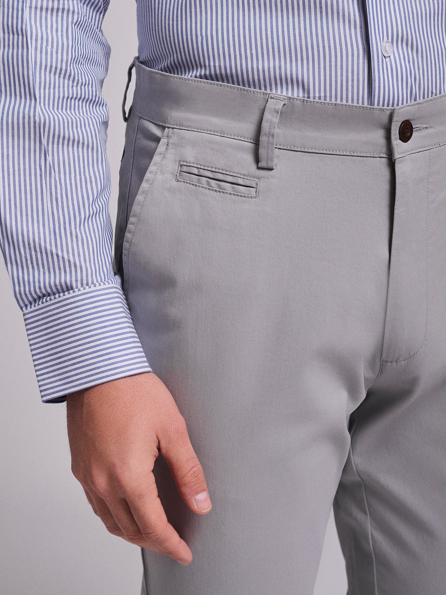 Calça Algodão Cinzentas Slim Fit Mr. Blue