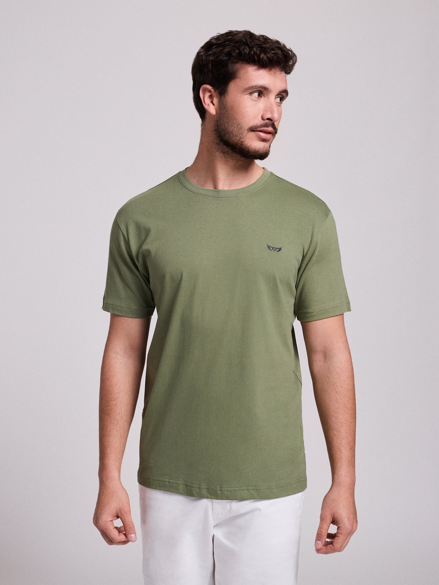 T-SHIRT ALGODÃO VERDE MANGA CURTA REGULAR FIT MR. BLUE