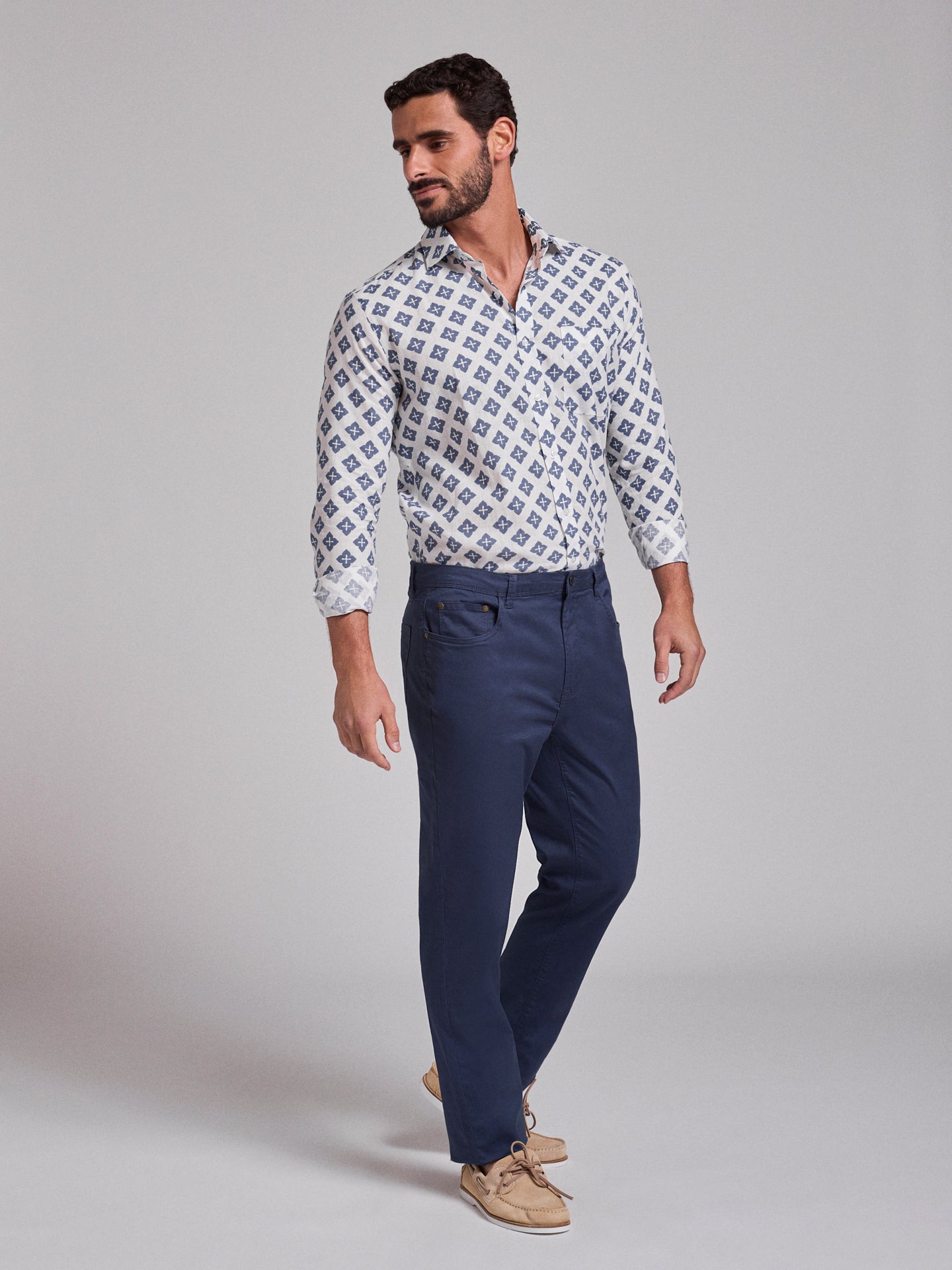 Calça Algodão Azuis Regular Fit Mr. Blue