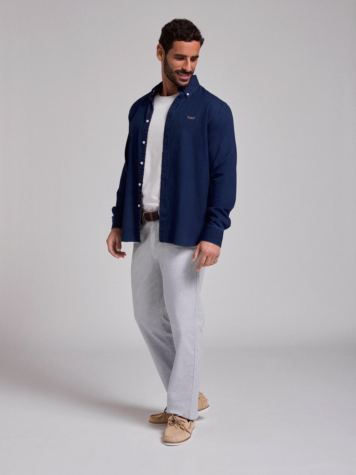 Camisa Algodão Azul Manga Comprida Regular Fit Mr. Blue