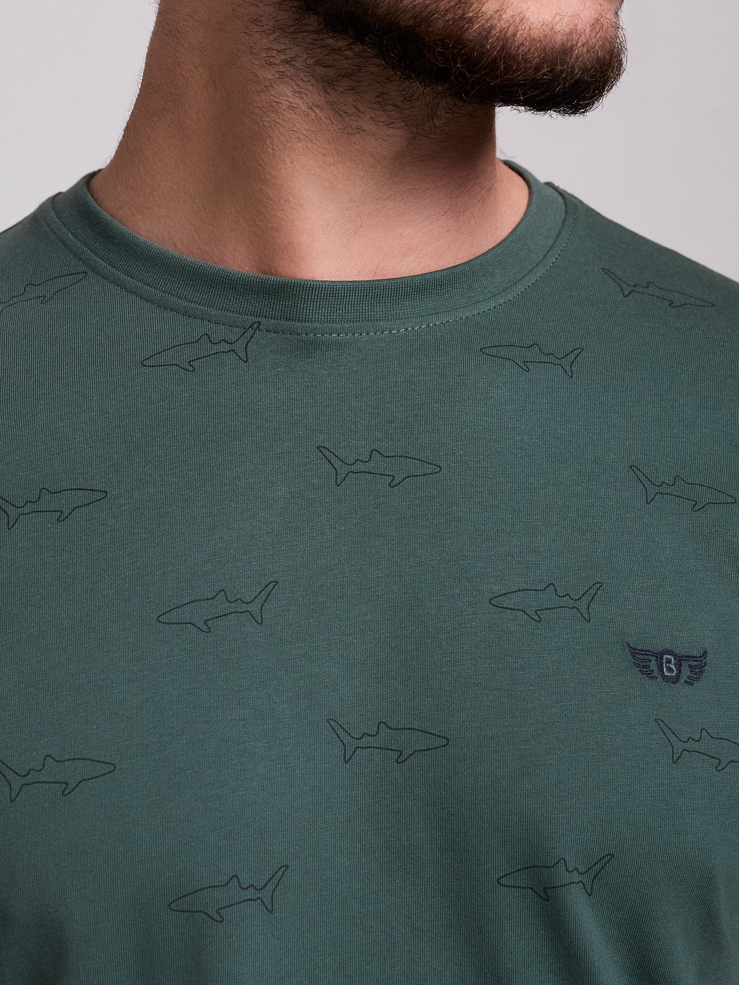 T-SHIRT ALGODÃO VERDE MANGA CURTA REGULAR FIT MR. BLUE