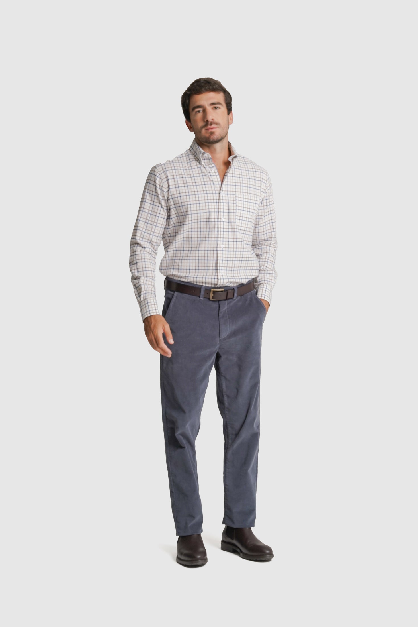 CAMISA FLANELA REGULAR FIT CASTANHA QUADRADA MR. BLUE