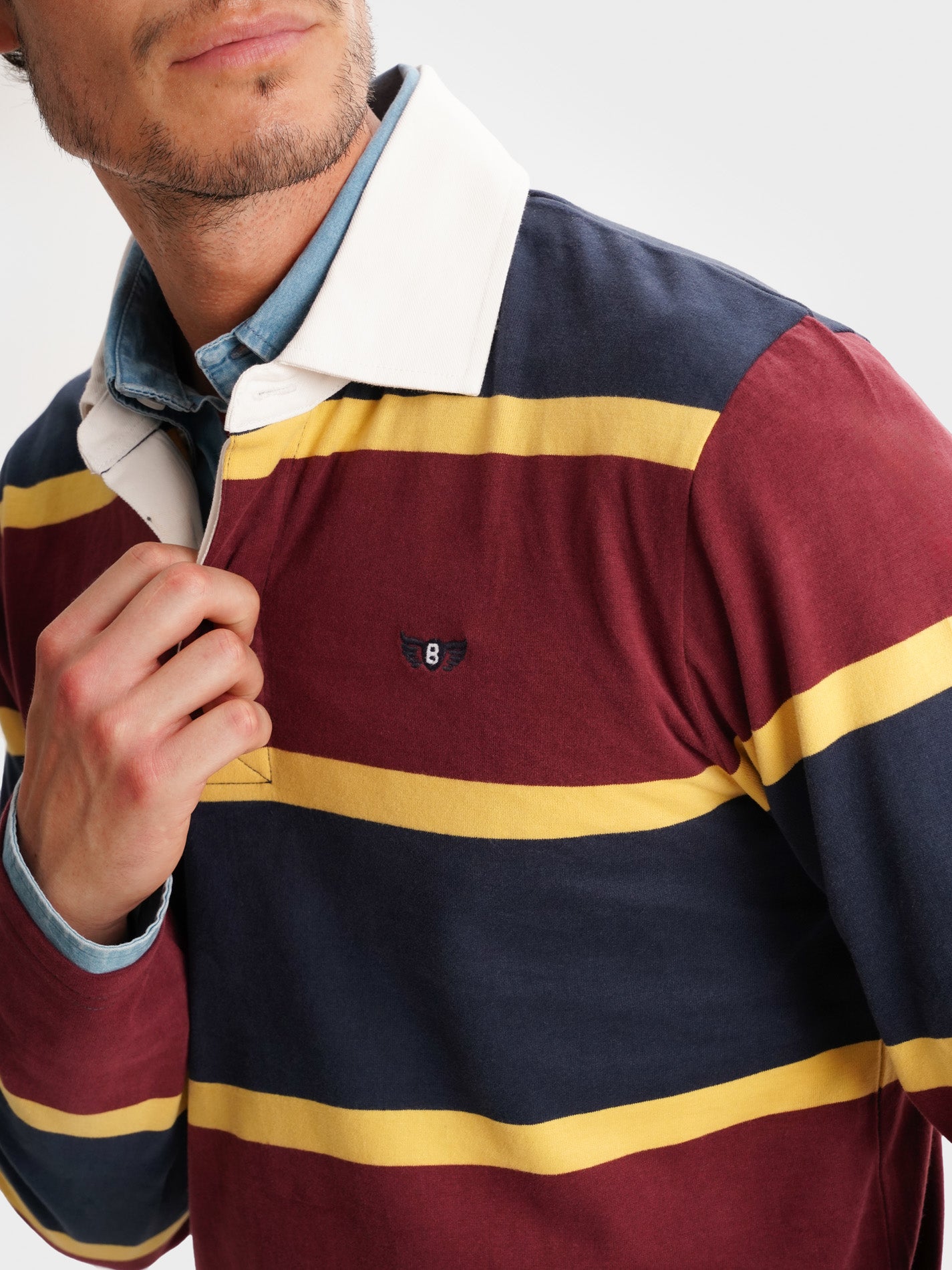 RUGBIE ALGODÃO AZUL MANGA COMPRIDA REGULAR FIT MR. BLUE