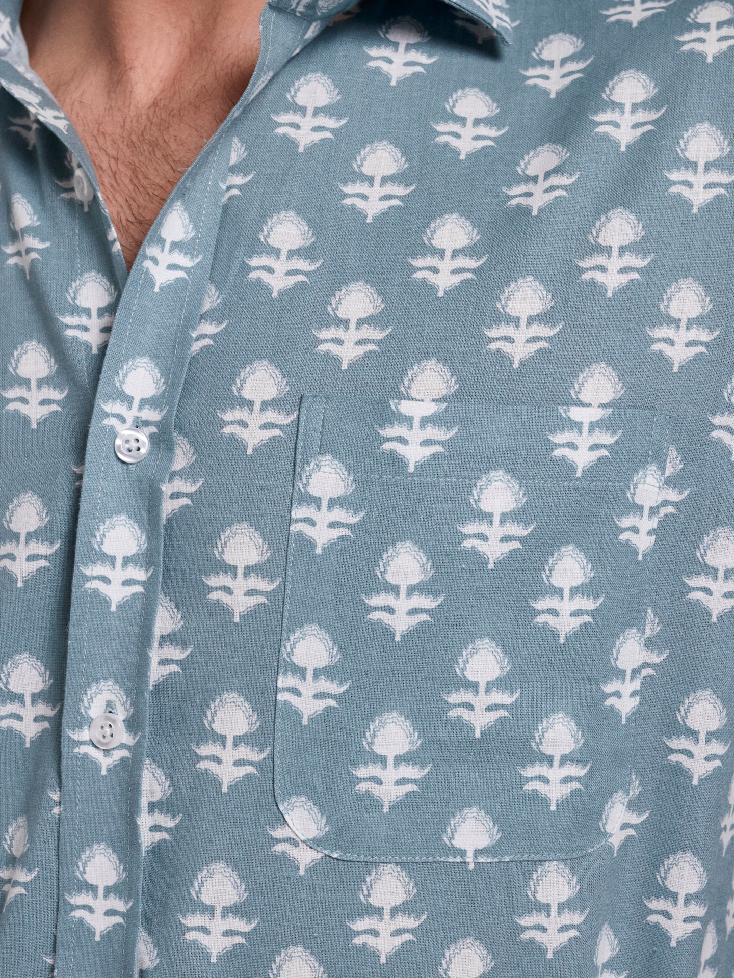 Camisa Linho Verde Manga Curta Regular Fit Mr. Blue