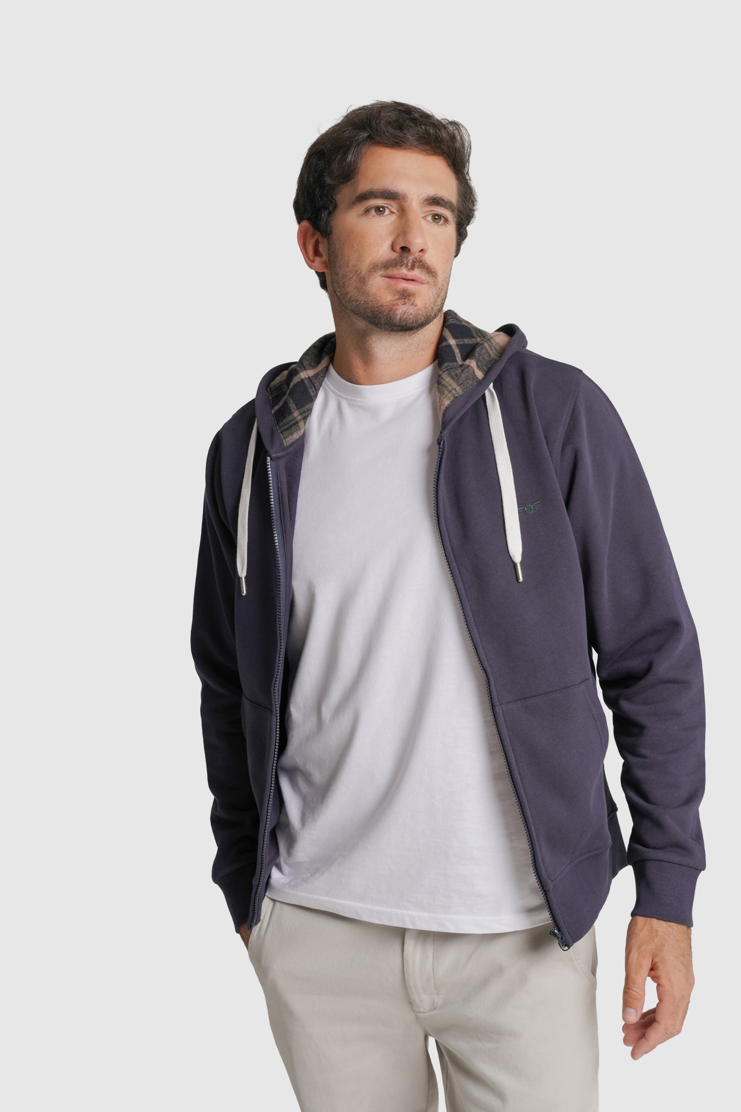 HOODIE ALGODÃO REGULAR FIT AZUL LISO MR. BLUE