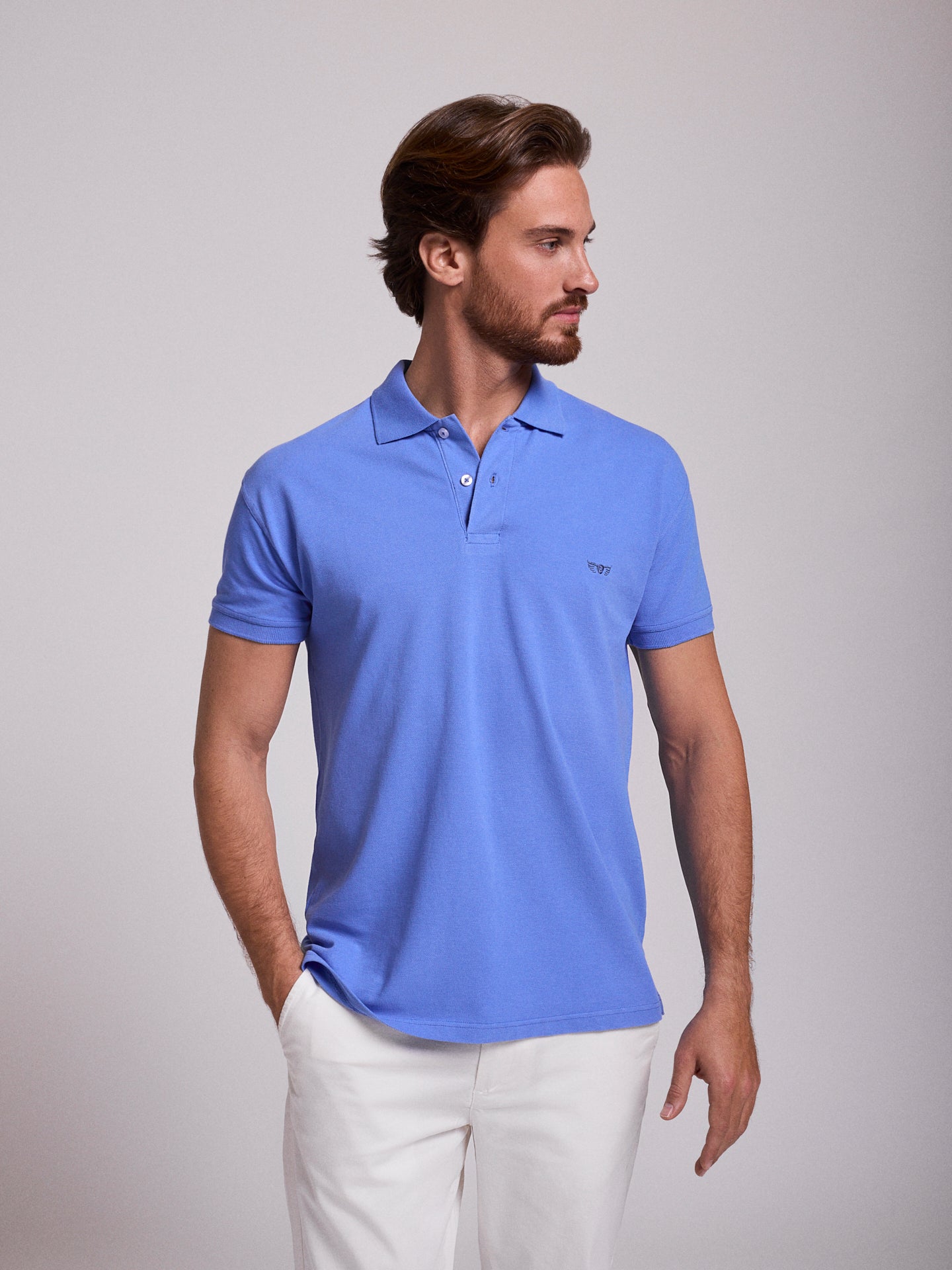 Polo Azul Manga Curta Regular Fit Mr. Blue