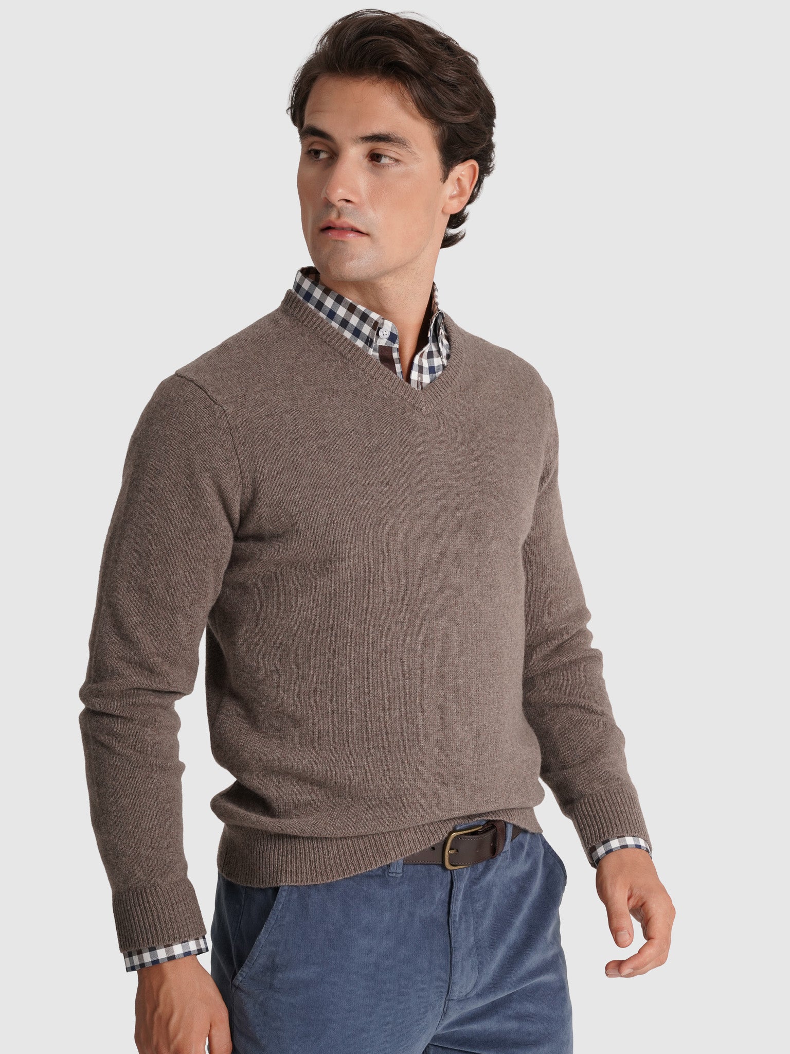 Pullover Lã Castanho Manga Comprida Regular Fit Mr. Blue