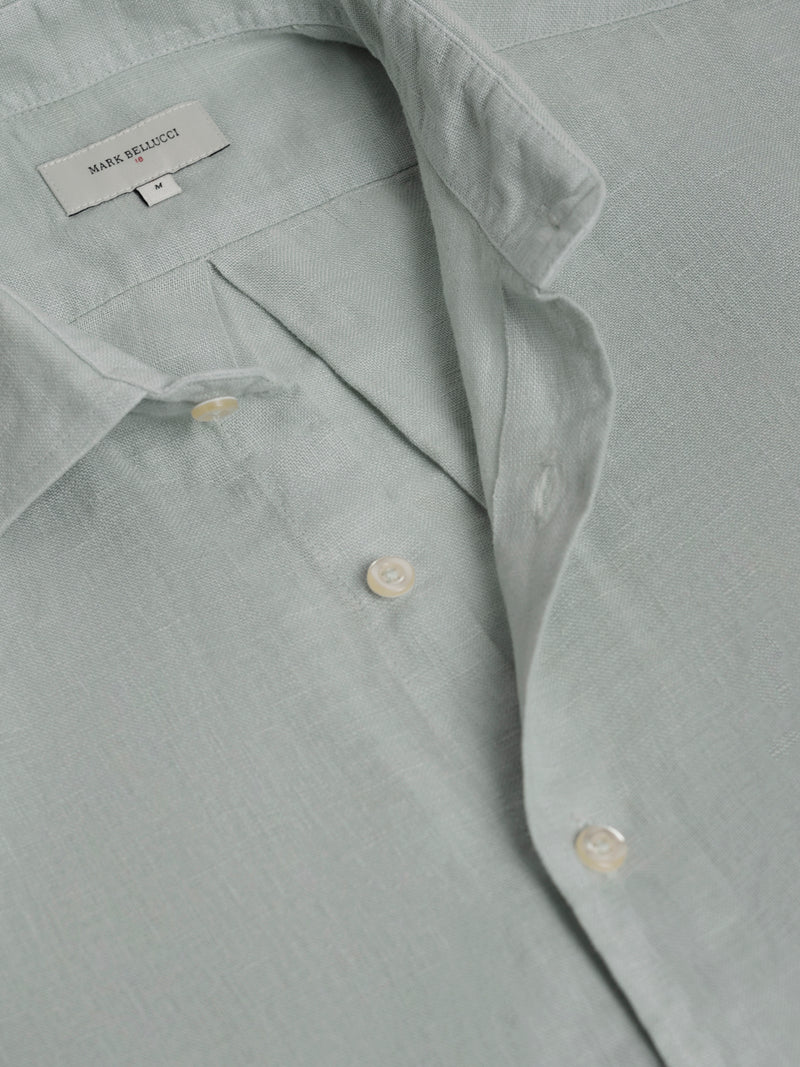 Camisa Tailored Fit Linho Azul Mr. Blue