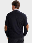 PULLOVER FINO AZUL COM COTOVELEIRA REGULAR FIT MR. BLUE