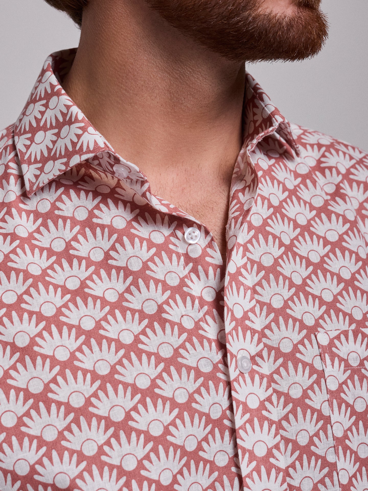 Camisa Linho Rosa Manga Comprida Regular Fit Mr. Blue