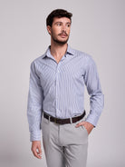 Camisa Algodão Azul Manga Comprida Classic Fit Mr. Blue