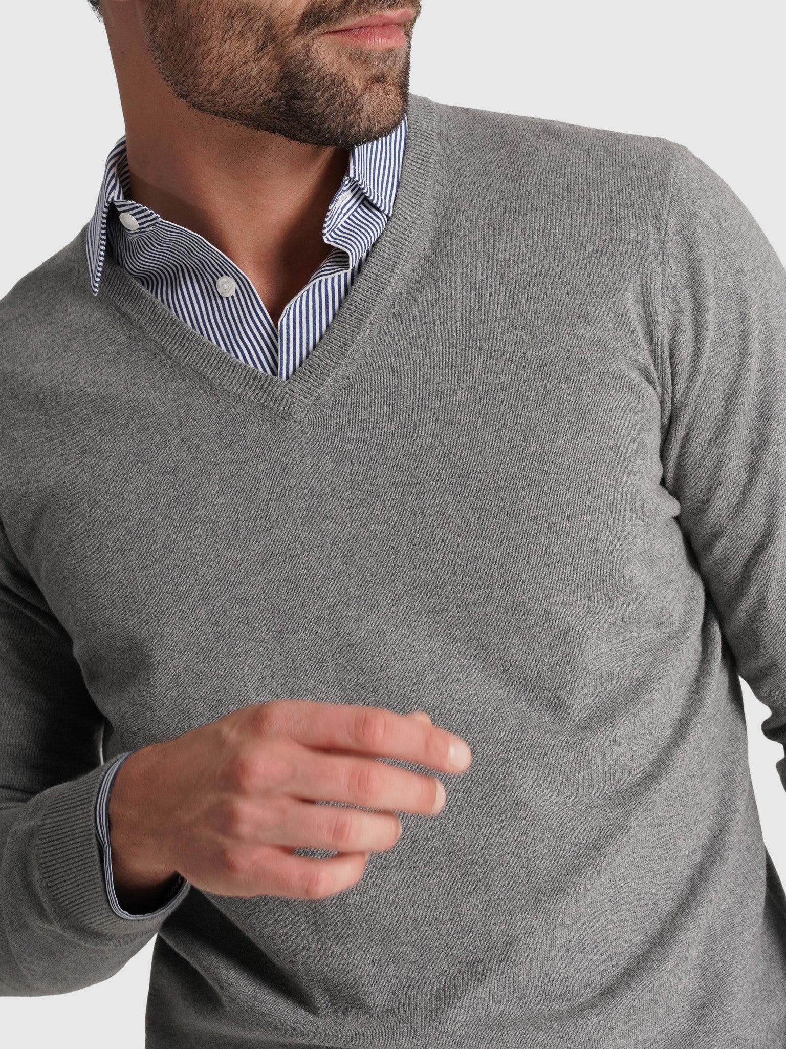 Pullover Caxemira Cinzento Manga Comprida Regular Fit Mr. Blue