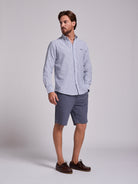 Camisa Linho Azul Manga Comprida Regular Fit Mr. Blue