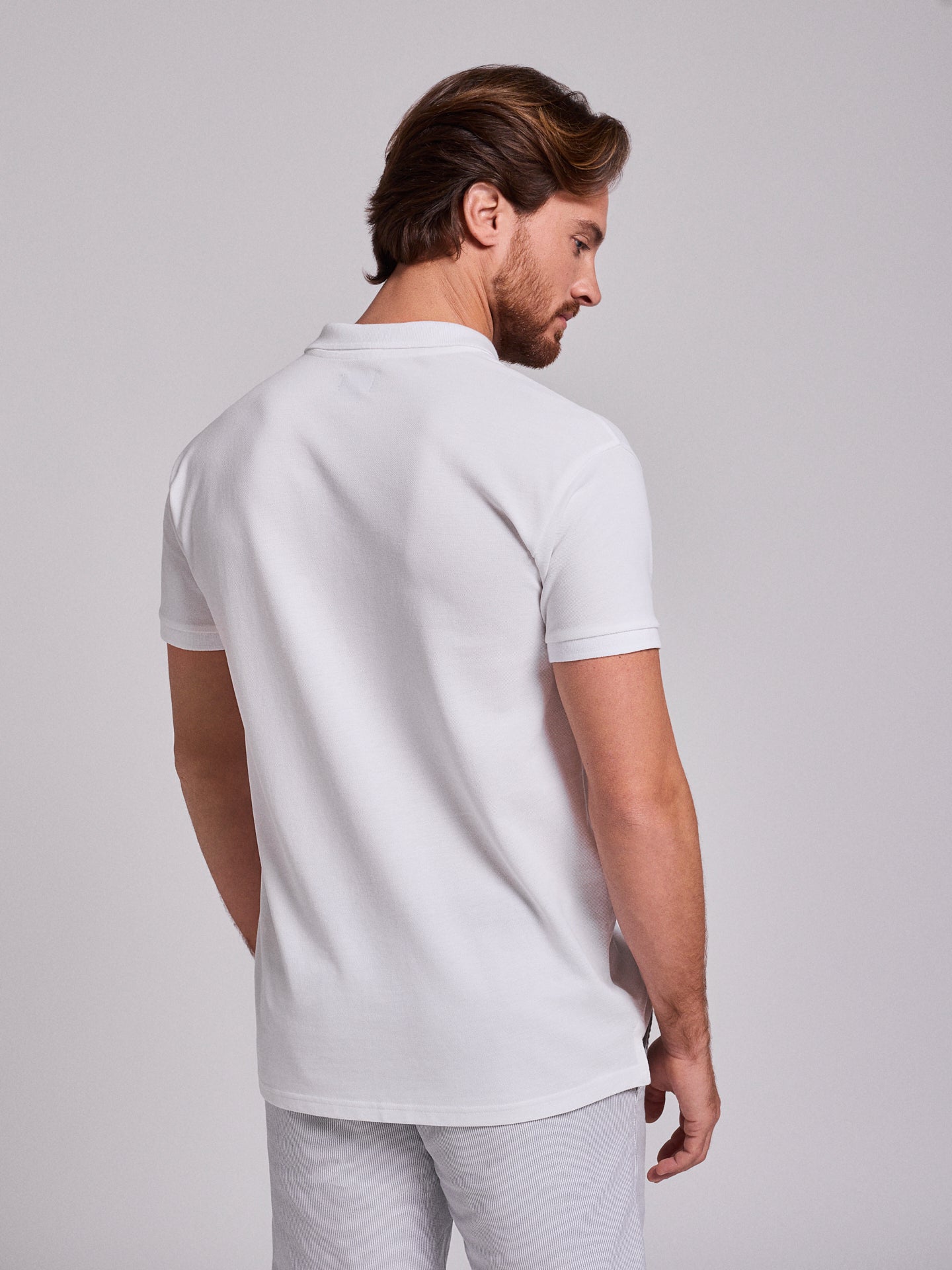 Polo Branco Manga Curta Regular Fit Mr. Blue