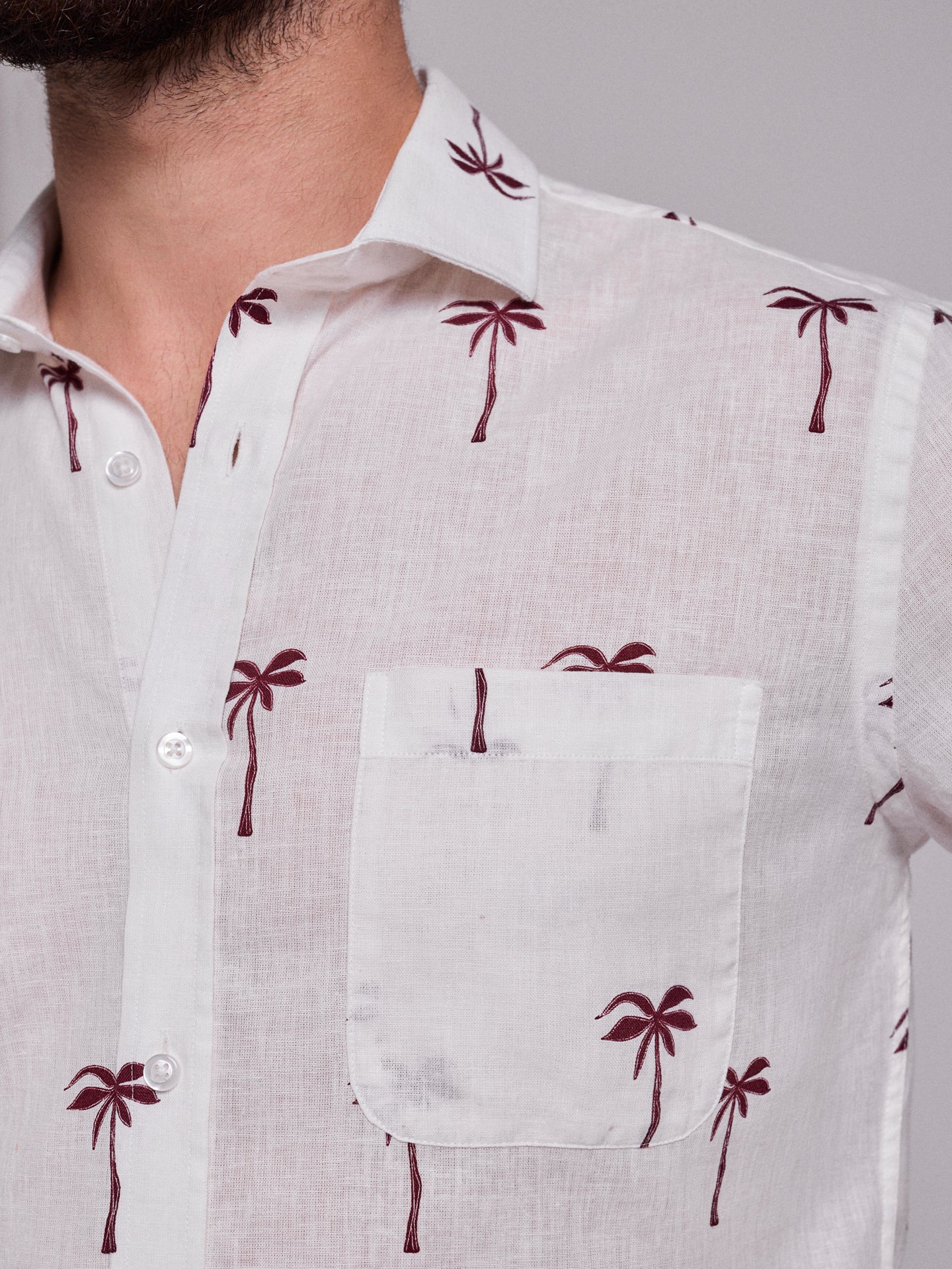 Camisa Linho Vermelha Manga Curta Regular Fit Mr. Blue