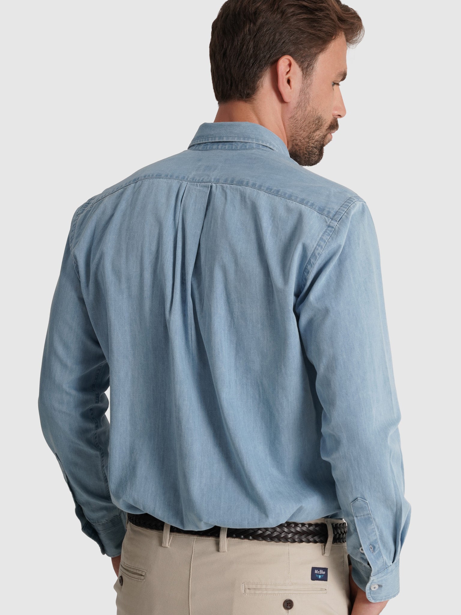 Camisa Algodão Azul Manga Comprida Regular Fit Mr. Blue