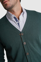 CARDIGAN CAXEMIRA REGULAR FIT VERDE LISO MR. BLUE
