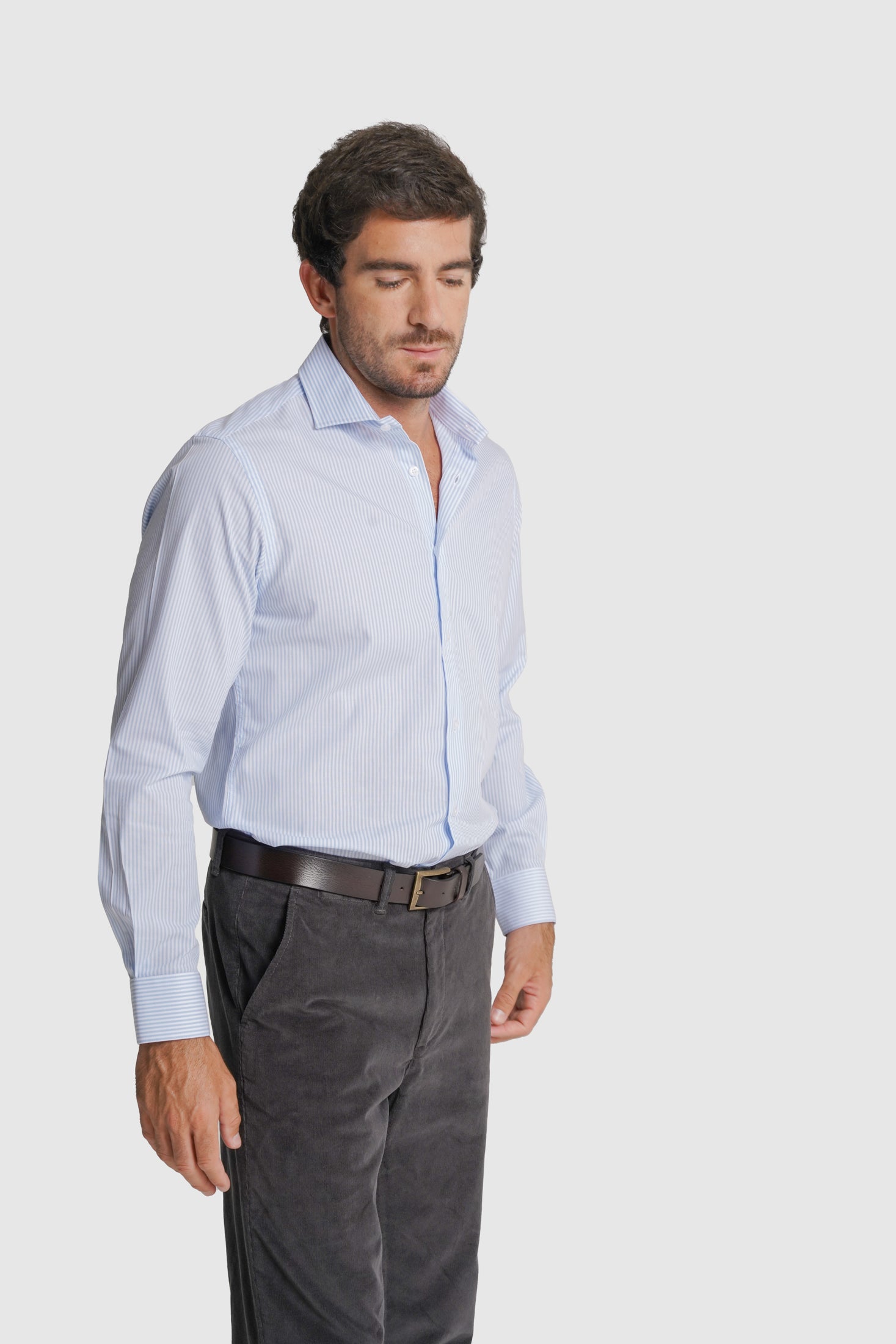 CAMISA ALGODÃO SLIM FIT AZUL RISCAS MR. BLUE