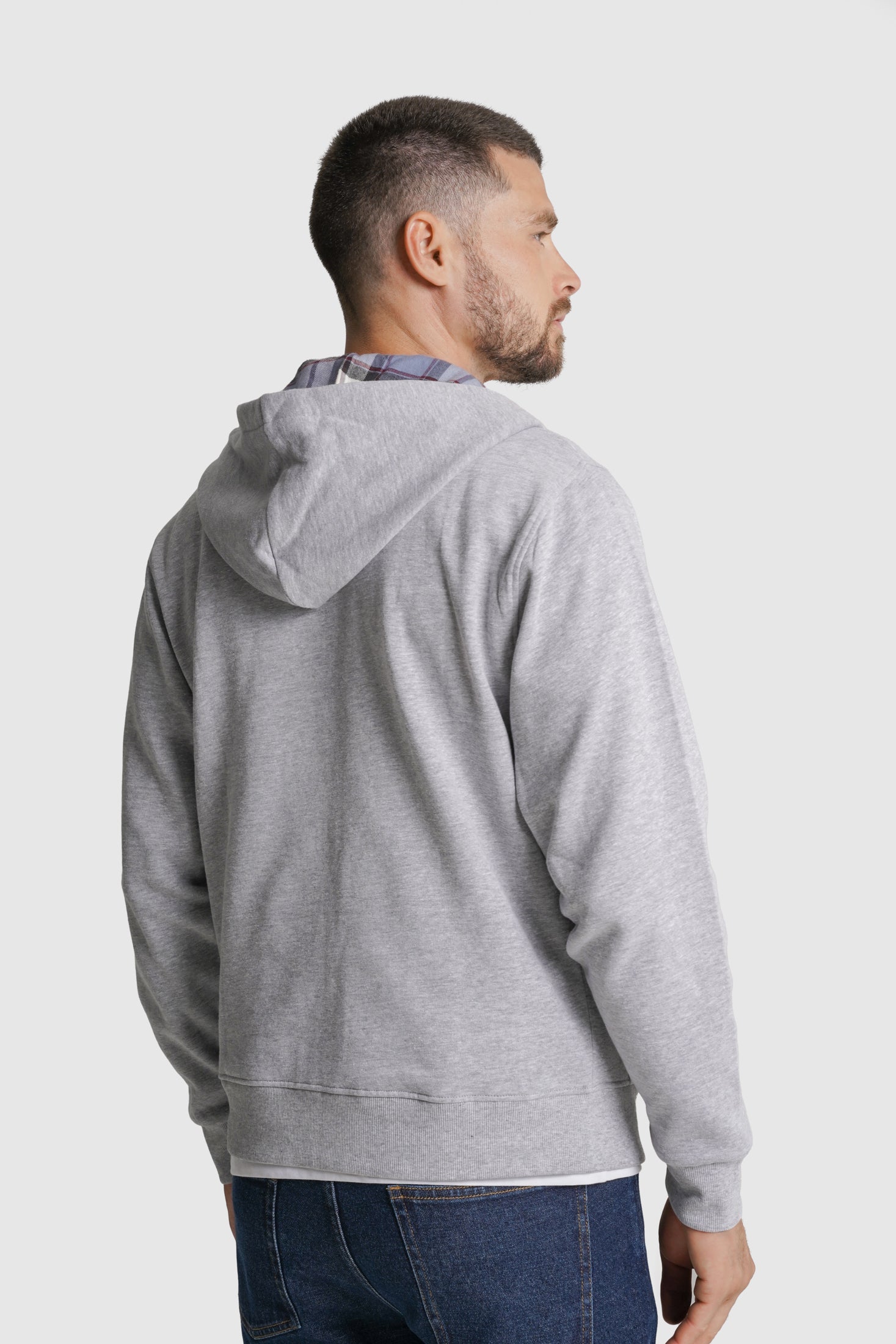 HOODIE ALGODÃO REGULAR FIT CINZENTO LISO MR. BLUE