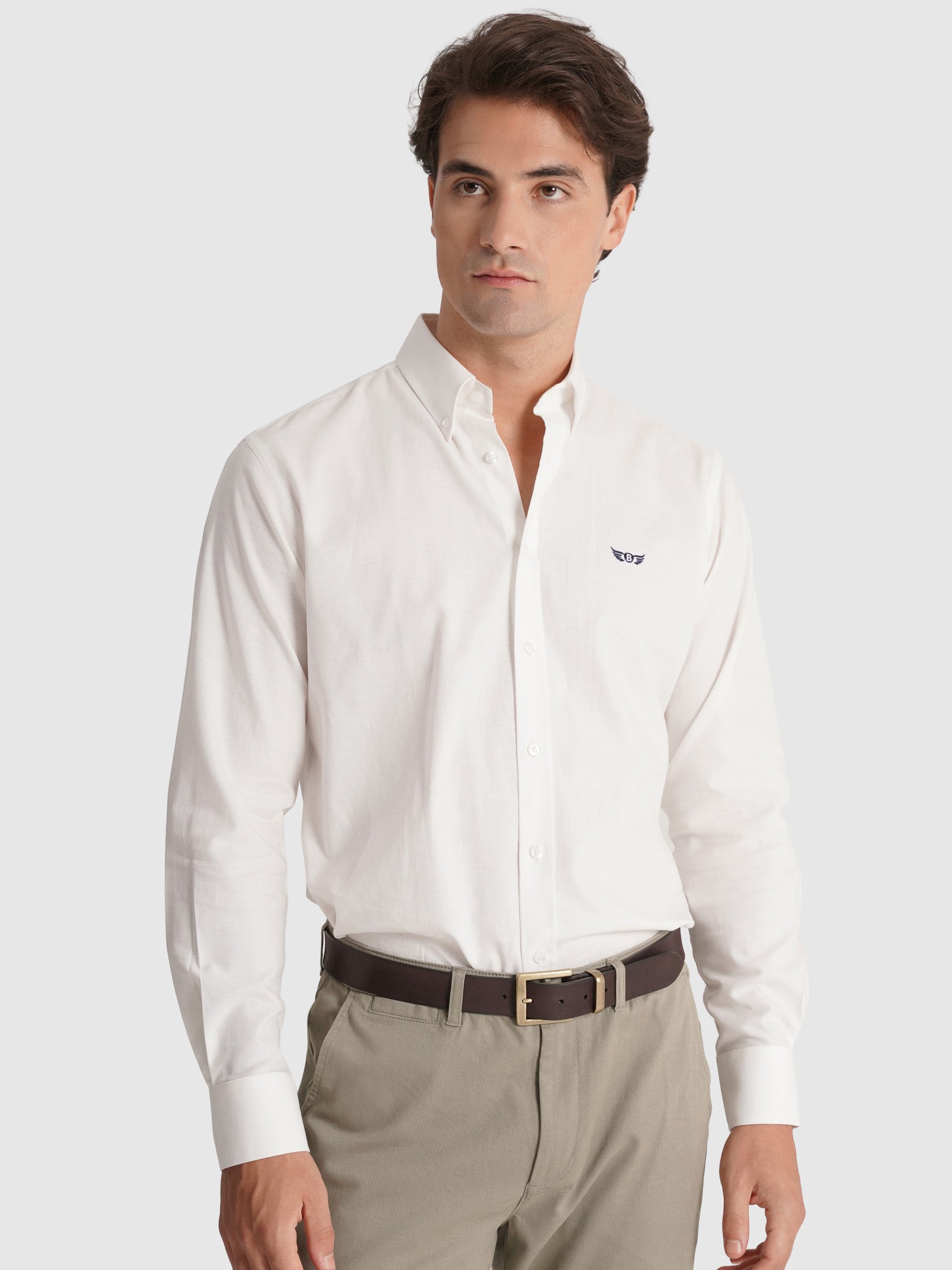 Camisa Algodão Branca Manga Comprida Regular Fit Mr. Blue