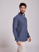 Camisa Algodão Azul Manga Comprida Regular Fit Mr. Blue