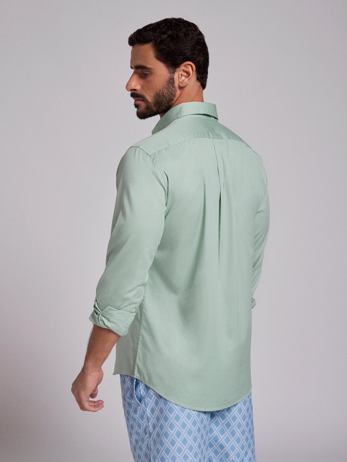 Camisa Algodão Verde Manga Comprida Regular Fit Mr. Blue