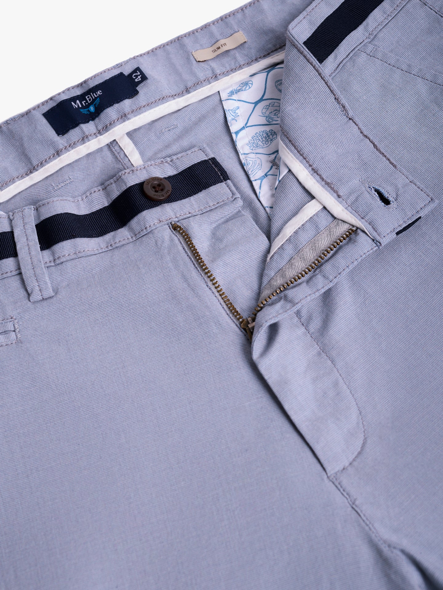 Calça Algodão Azuis Slim Fit Mr. Blue