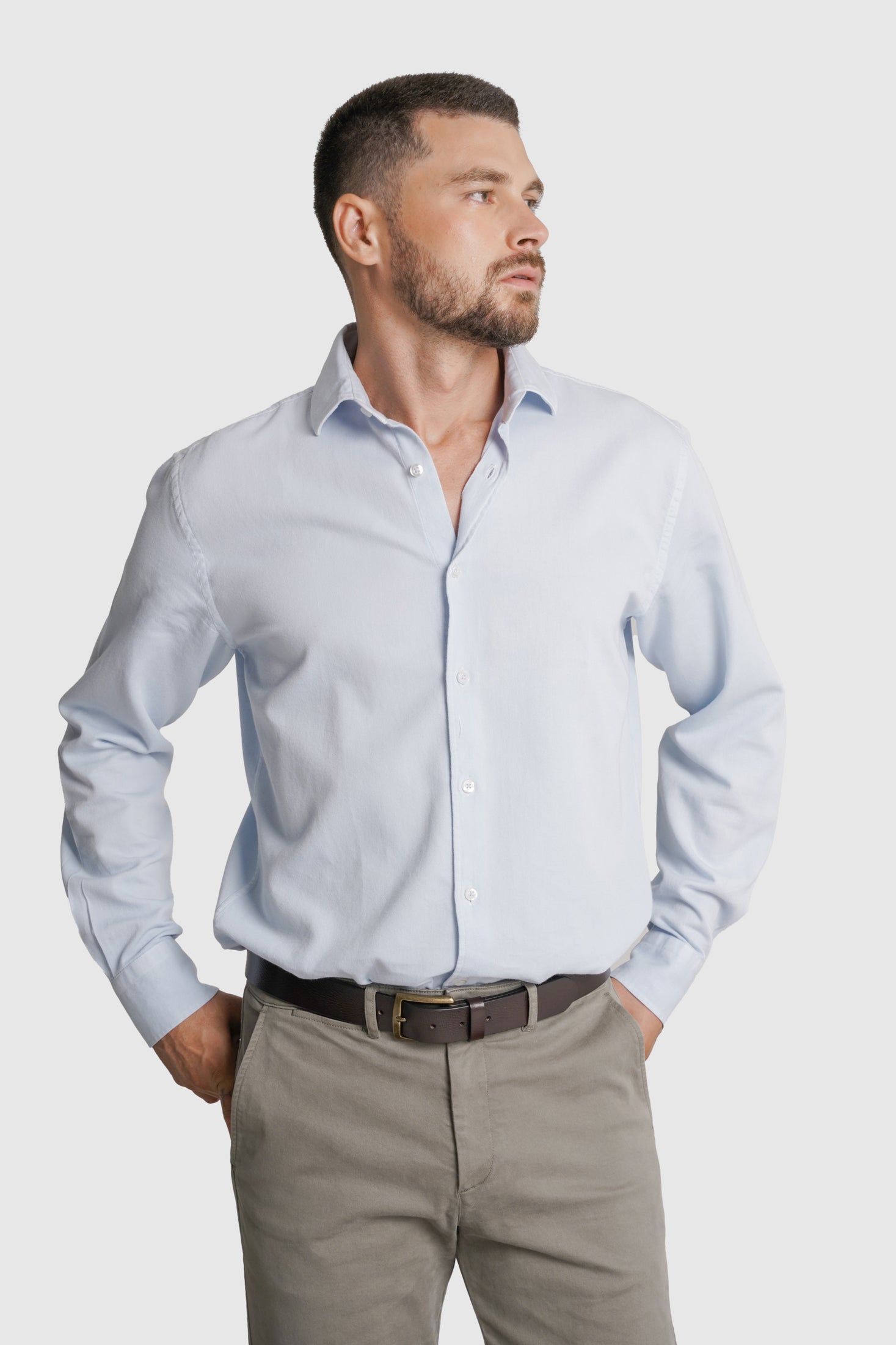CAMISA ALGODÃO REGULAR FIT AZUL LISA MARK BELLUCCI