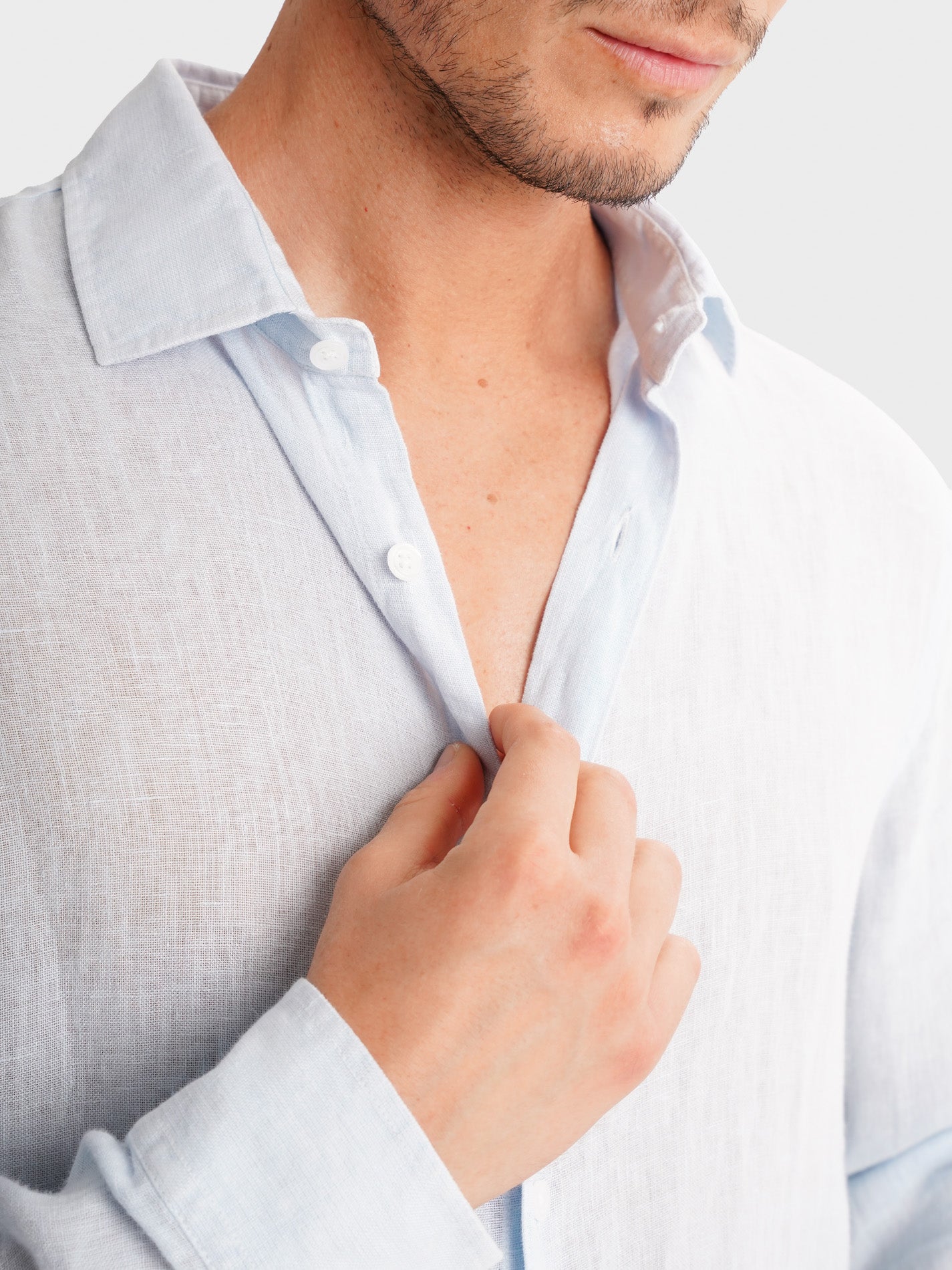 CAMISA LINHO AZUL MANGA COMPRIDA TAILORED FIT MARK BELLUCCI