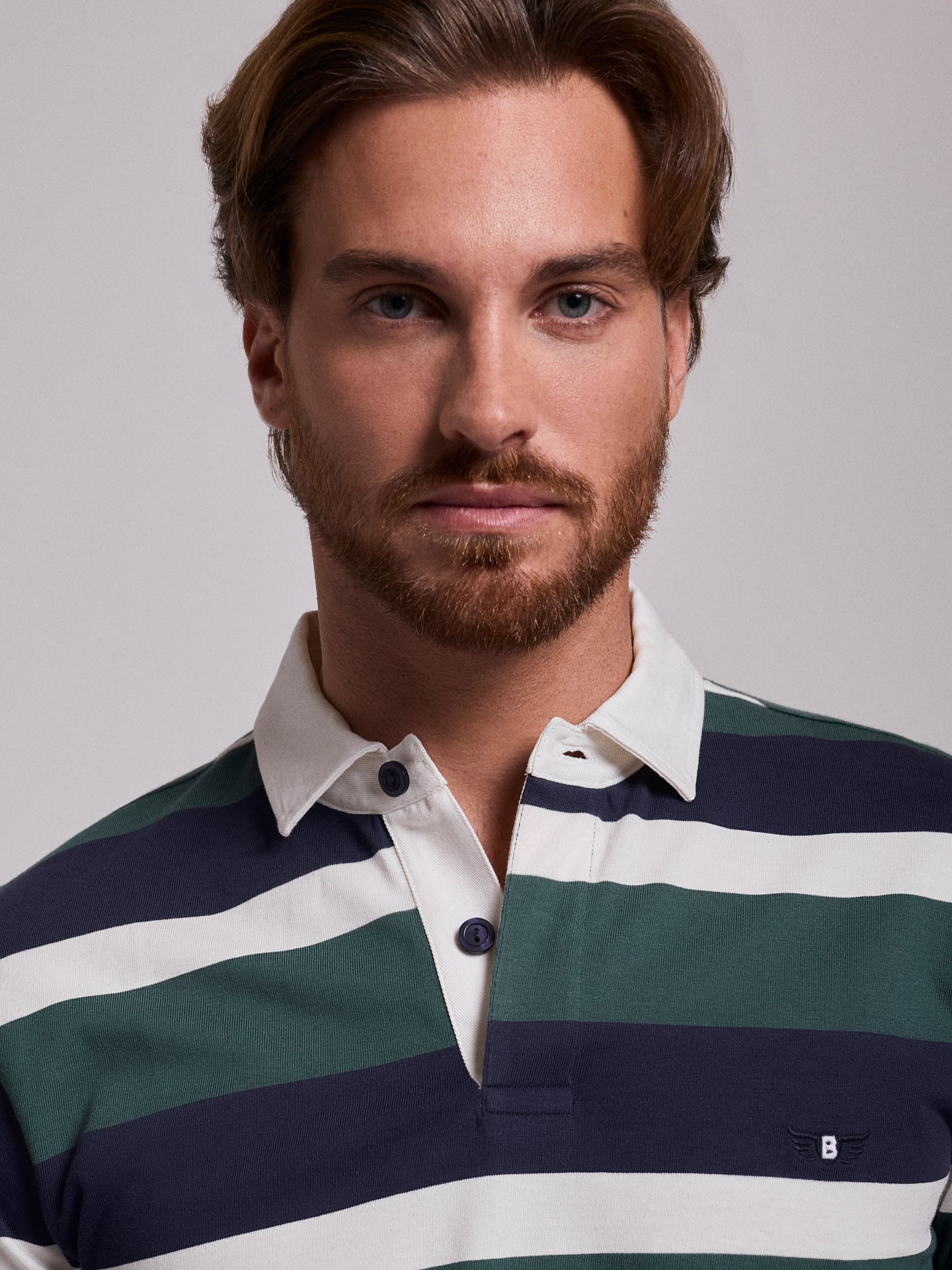 RUGBIE ALGODÃO AZUL MANGA COMPRIDA REGULAR FIT MR. BLUE