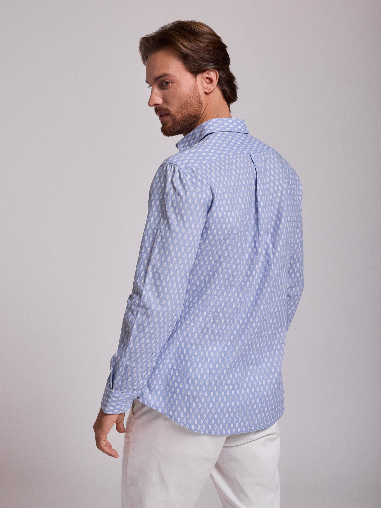 Camisa Linho Azul Manga Comprida Regular Fit Mr. Blue