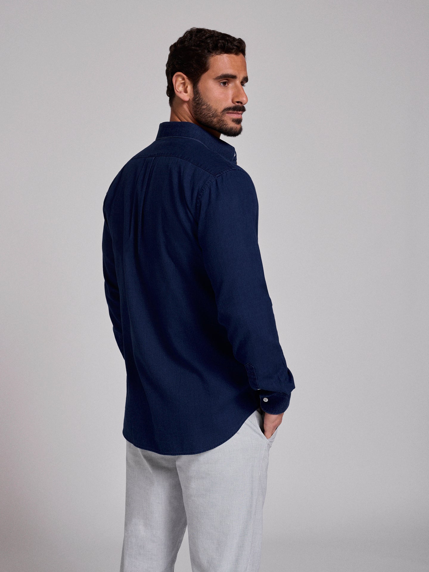 Camisa Algodão Azul Manga Comprida Regular Fit Mr. Blue