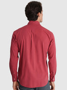 Camisa Algodão Vermelha Manga Comprida Regular Fit Mr. Blue