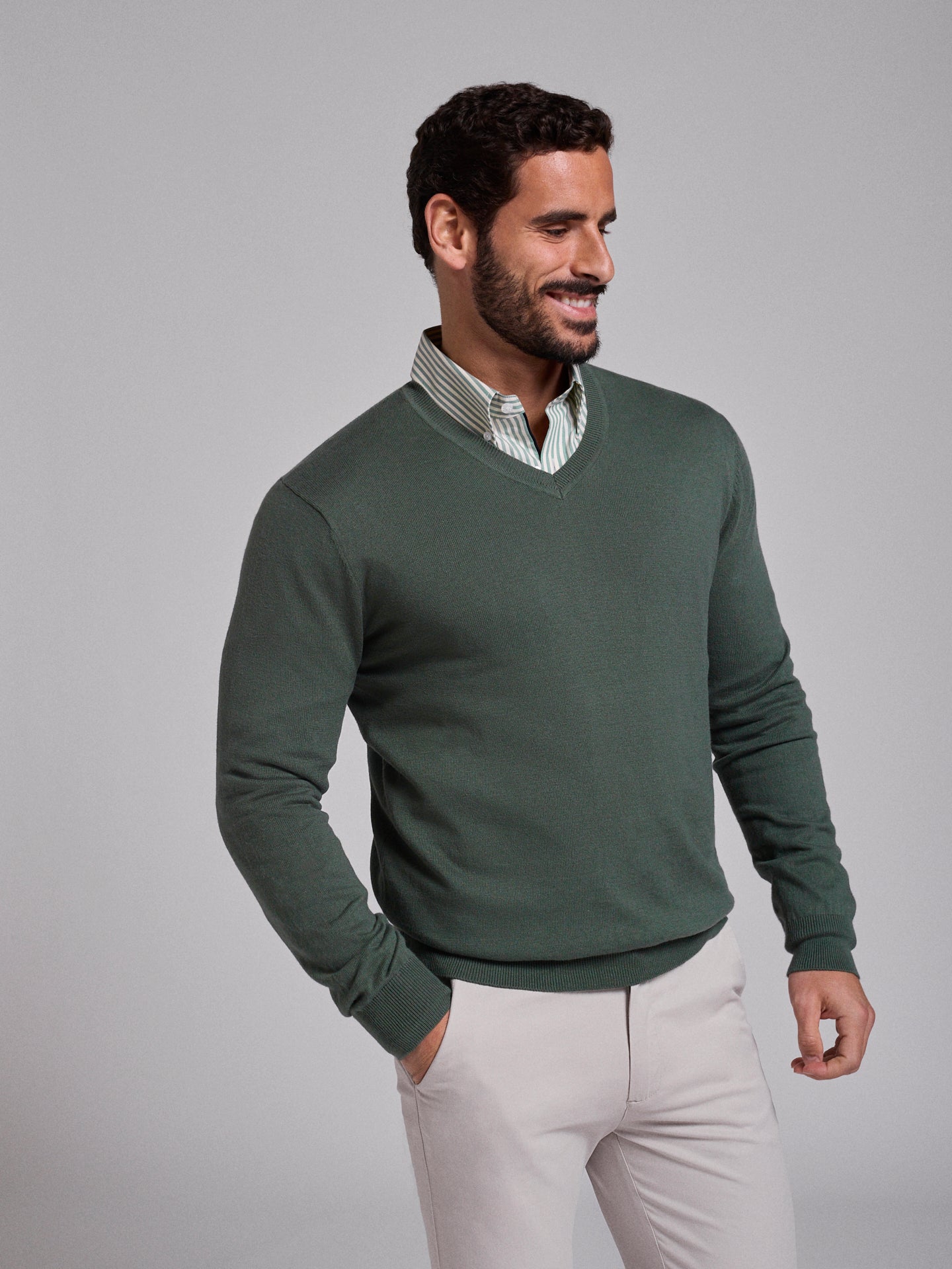 PULLOVER ALGODÃO VERDE MANGA COMPRIDA REGULAR FIT MR. BLUE