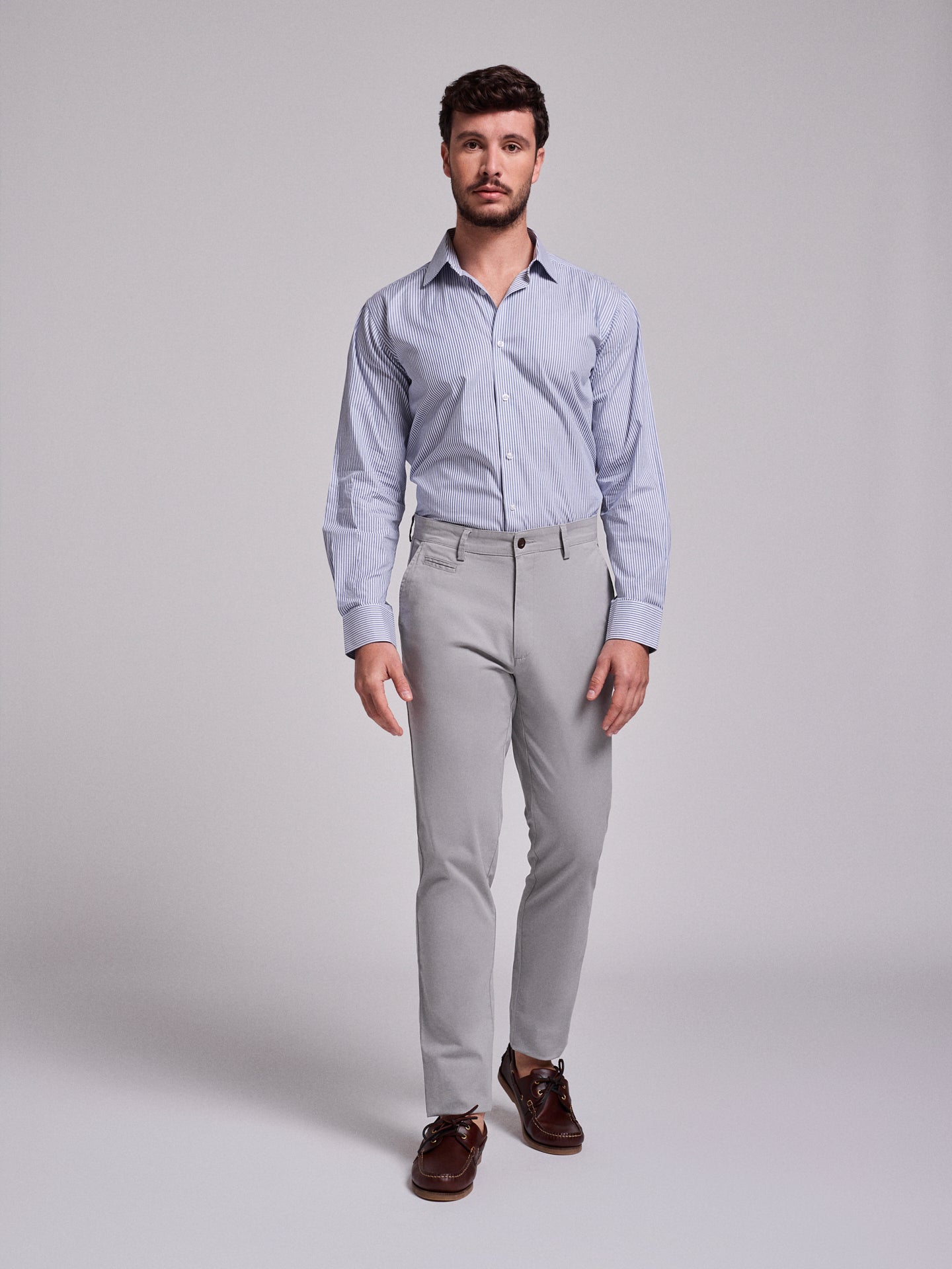 Calça Algodão Cinzentas Slim Fit Mr. Blue