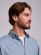 Camisa Algodão Azul Manga Comprida Regular Fit Mr. Blue