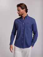 Camisa Algodão Azul Manga Comprida Regular Fit Mr. Blue