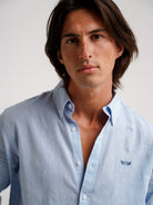 CAMISA LINHO AZUL MANGA COMPRIDA REGULAR FIT MR. BLUE