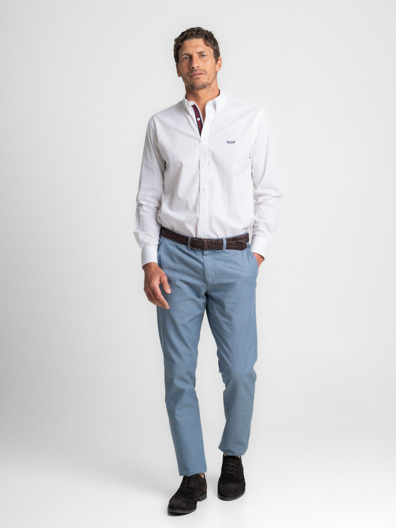 Camisa Regular Fit Popeline Branca Mr. Blue