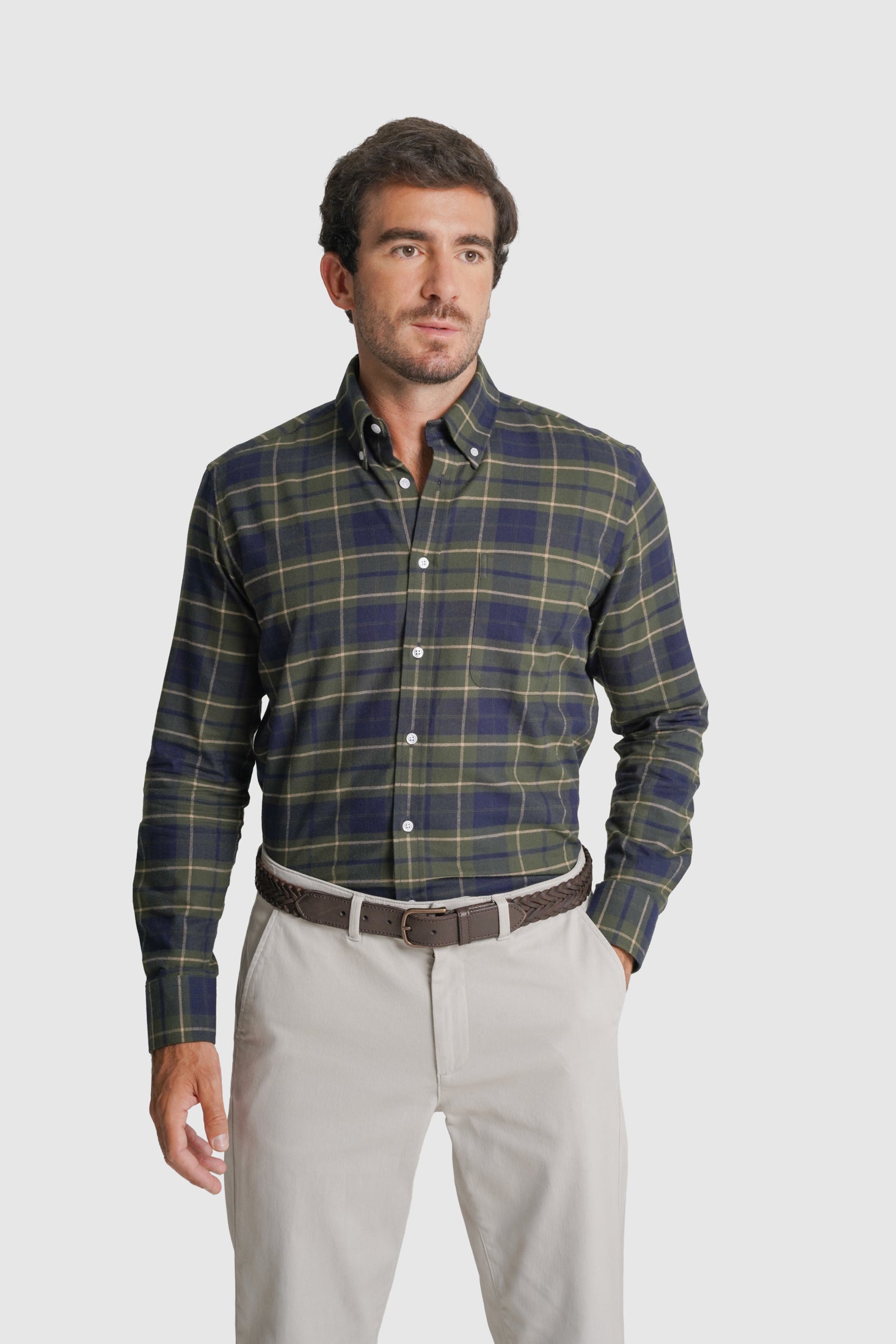 CAMISA FLANELA REGULAR FIT AZUL QUADRADA MR. BLUE