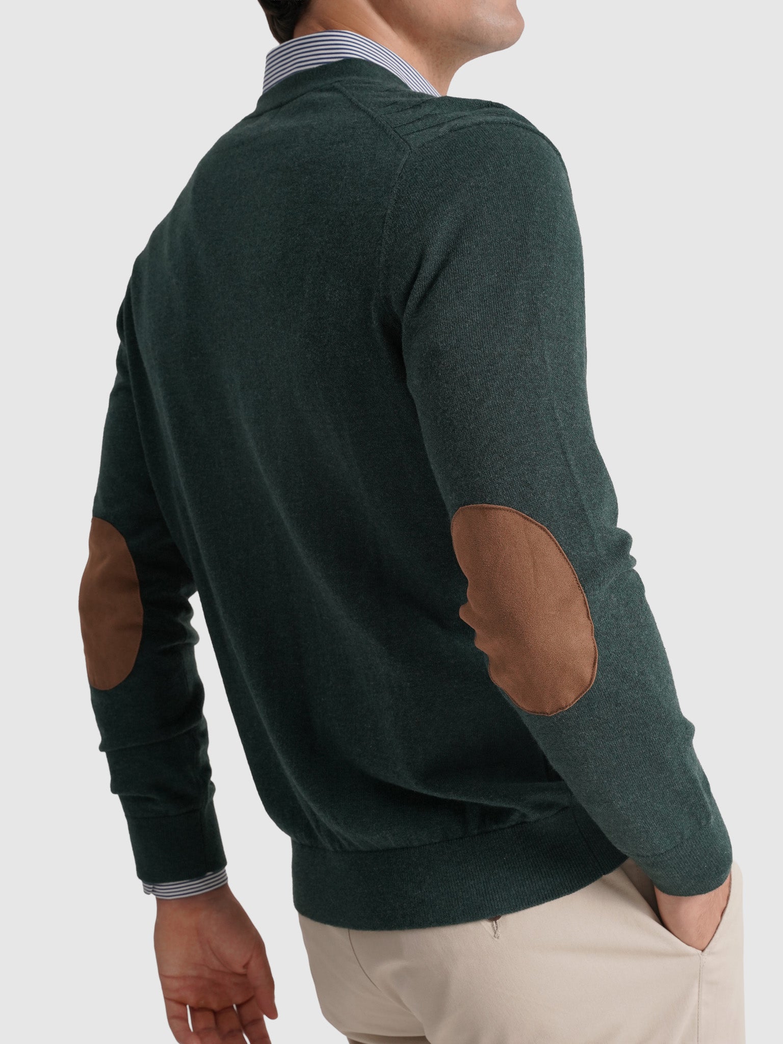 Pullover Lã Verde Com Cotoveleira Regular Fit Mr. Blue