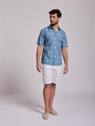 CAMISA ALGODÃO AZUL MANGA CURTA REGULAR FIT MR. BLUE