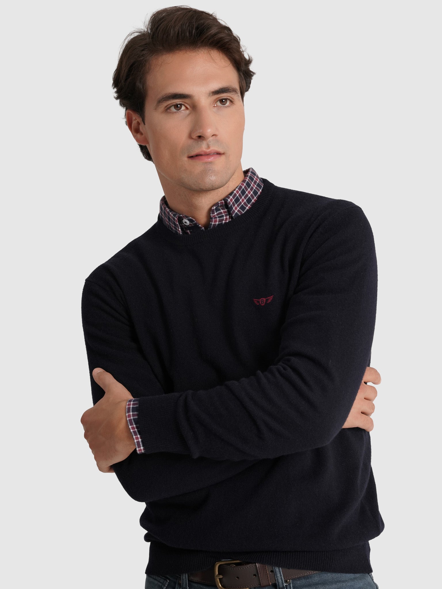 Pullover Lã Azul Manga Comprida Regular Fit Mr. Blue