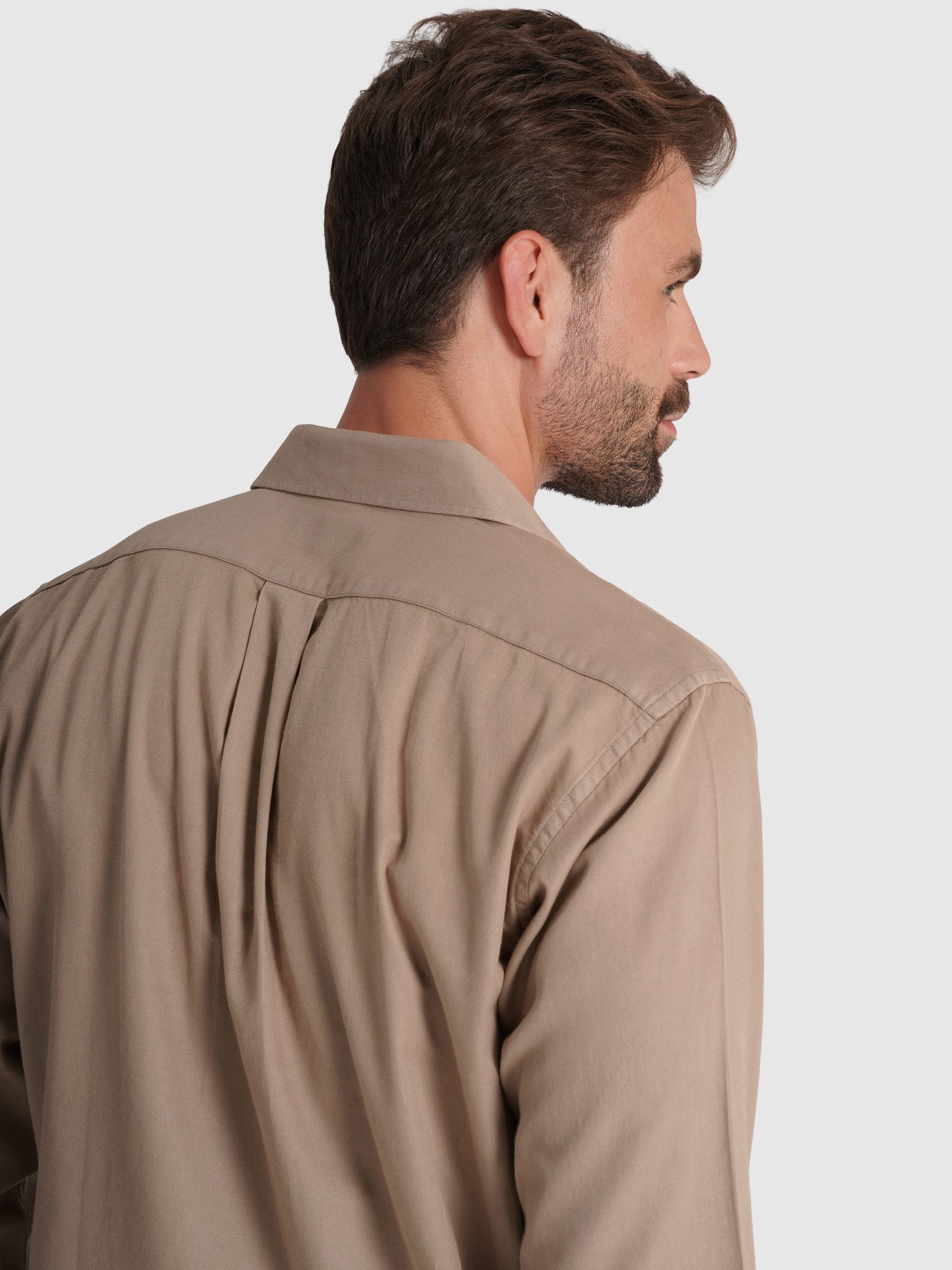 CAMISA ALGODÃO BEGE MANGA COMPRIDA REGULAR FIT MARK BELLUCCI